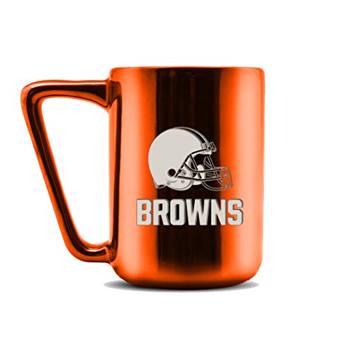 Duck House NFL Cleveland Browns Keramik-Kaffeetasse mit Metallic-Finish | hochwertige Keramik | lasergraviertes Team-Logo | BPA-frei | spülmaschinenfest | 473 ml von Duck House