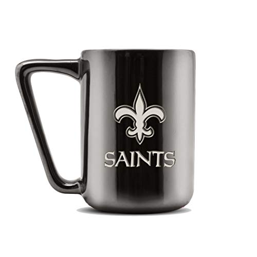 Duck House NFL New Orleans Saints Keramik-Kaffeetasse mit Metallic-Finish, hochwertige Keramik, lasergraviertes Team-Logo, BPA-frei, spülmaschinenfest, 473 ml von Duck House