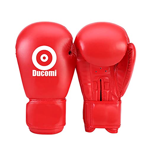 Ducomi Mike MMA Handschuhe aus Kunstleder für Herren Damen Jungen Mädchen Verstellbar - Handgelenkschutz Handschuhe für Training, Kickboxen, Muay Thai, Kampfkunst (rot) von Ducomi