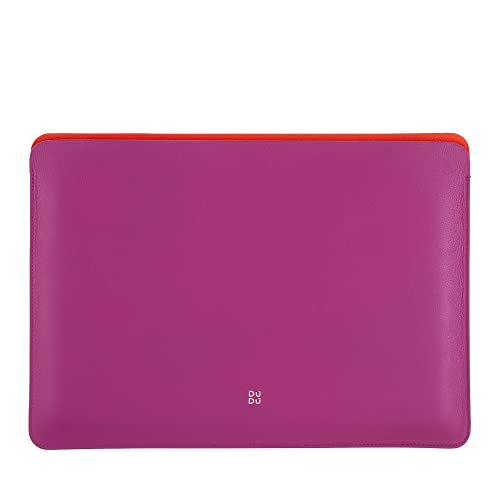 DUDU 13 Zoll PC-Hülle aus weichem Leder, farbige Schutzhülle für Laptop Notebook MacBook 13" Zweifarbiges Slim Design Fuchsia von DuDu