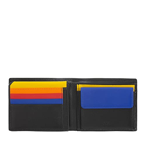 DuDu Klassisches mehrfarbiges Herren Portemonnaie RFID in Leder Schwarz von DuDu