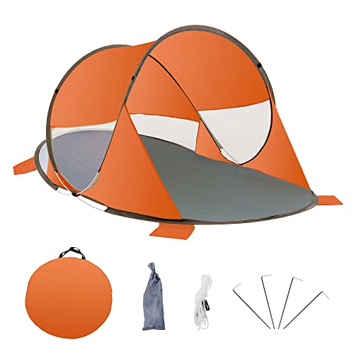 Duhome Strandmuschel Pop Up, Strandzelt für 1-3 Personen Tragbar Beach Zelt mit UV-Schutz Einfacher Aufbau für Strand Camping Garten, Orange von Duhome