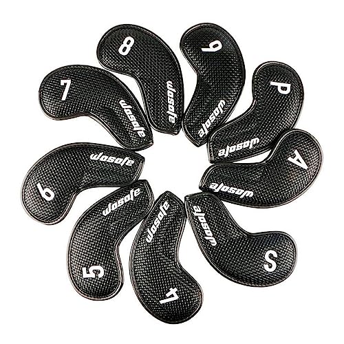 Duiaynke Strapazierfähige 9 x Golfschlägerhauben mit weicher Anti-Kratz-Stickerei, wasserdichte Schutzabdeckung (schwarze gewebte Textur) von Duiaynke