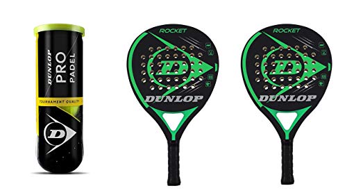 Dunlop Padel Schläger Set Rocket Green + 3 Dunlop Pro Bälle von DUNLOP
