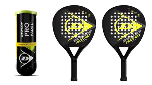 Dunlop-Sport Dunlop Padel Set Rocket Ultra Yellow 2 Schläger & 3 Padelbälle von DUNLOP