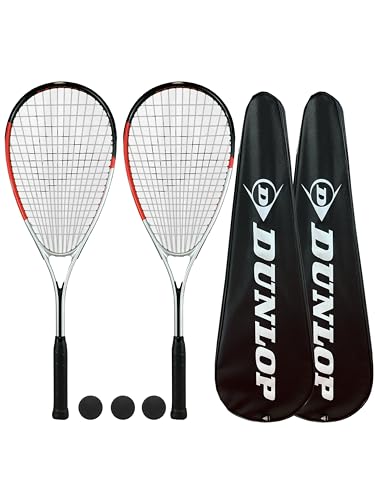 Dunlop Biotec X-Lite Squashschläger x 2 + Schlägerhülle (2) + 3 Squash-Bälle (Verschiedene Optionen) (Biotec Max) von Dunlop Sports