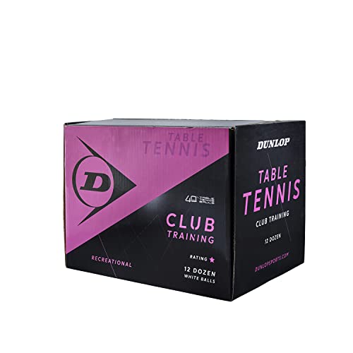 Dunlop Club Training 144er Box Tischtennis Bälle weiß, Einsteiger Trainingsbälle von DUNLOP