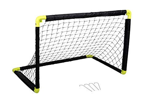 Dunlop Fußballtor - Fussballtor 90 x 59 x 61 cm - Faltbares fußball Tor - Fussballtore für Garten Kinder und Erwachsene - Fussball Trainingszubehör für Innen und Außen - Metall - Schwarz/Gelb von DUNLOP