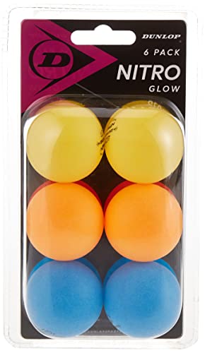 Dunlop Sports Nitro Glow 6 Tischtennisbälle gelb, orange und blau, 6er Pack Bälle, Bunte TT Bälle für Anfänger und Hobby Spieler, Einheitsgröße von DUNLOP