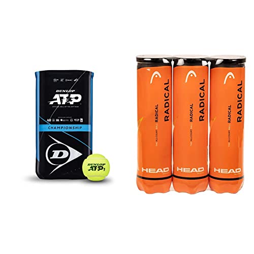 Dunlop Tennisball ATP Championship – für Sand, Hartplatz & Rasen (2x4 Bi-Pack) Einheitsgröße & Head Radical Tennisball (3 x 4 Stück) Amazon Exclusive von Dunlop Sports