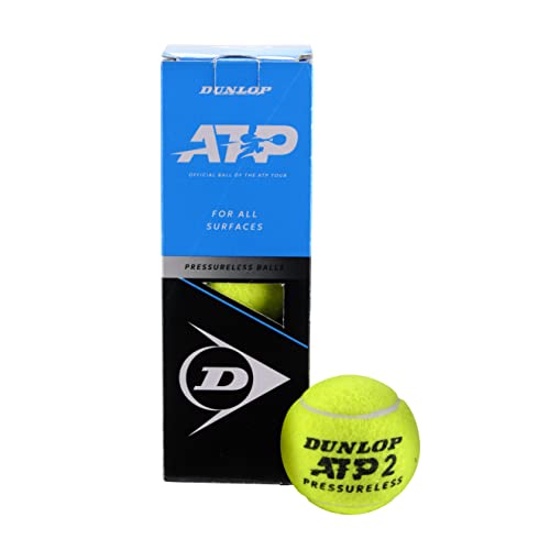 Dunlop Tennisball ATP Pressureless – für Sand, Hartplatz & Rasen (1x3er Dose) von DUNLOP