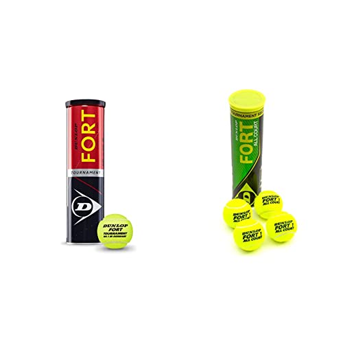 Dunlop Tennisball Fort Tournament - für Sand, Hartplatz und Rasen (1x4er Dose) & Tennisball Fort All Court TS - für Sand, Hartplatz und Rasen (1x4er Dose) von Dunlop Sports