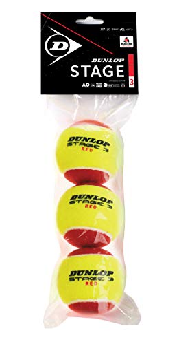 Dunlop Tennisball Stage 3 Red - für Kinder & Einsteiger im Kleinfeld (1x 3 Stück) von Dunlop Sports