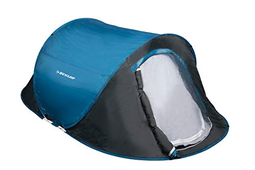 Dunlop 2 Personen Zelte Pop-up, Kuppelzelt Camping Outdoor Zelt, Blau/Grau, 255 x 155 x 95 cm von DUNLOP