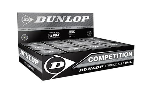 Dunlop Squashbälle Competition gelb, 12 Stück, für Anfänger und Fortgeschrittene – Speed langsam von DUNLOP