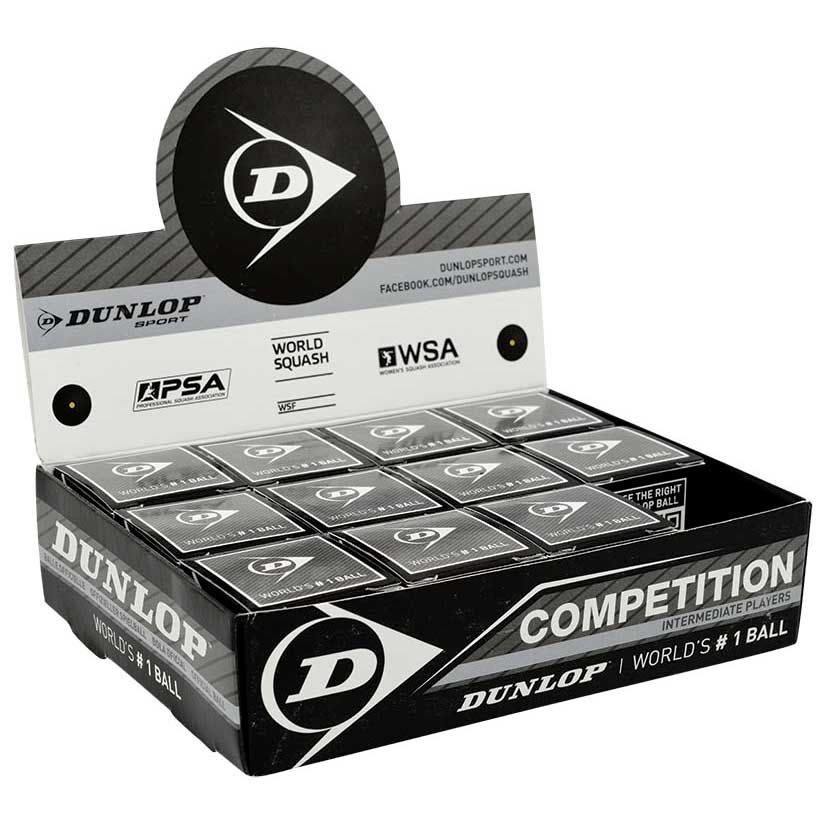 Dunlop Competition Single Grey Dot Squash Balls Box Schwarz 12 Balls von Dunlop