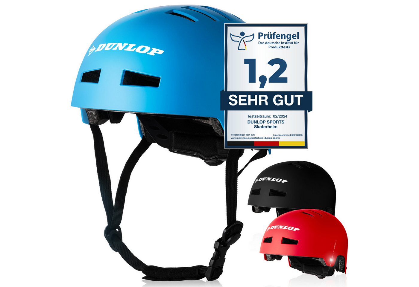 Dunlop Fahrradhelm Fahrradhelm Skaterhelm Helm S-L, Test Sehr Gut - Leichter robuster Allrounder Helm, Schnellverschluss von Dunlop