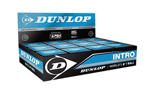 Dunlop Squashbälle Intro blau, 12 Stück, für Einsteiger und Hobbyspieler – Speed schnell von DUNLOP