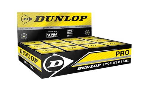 Dunlop Sports Dunlop Squashbälle Pro doppelgelb, 12 Stück, Offizieller Turnier-Squashball von DUNLOP