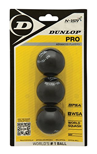 Dunlop Squashbälle Pro doppelgelb, 3 Stück im Blister, Offizieller Turnier-Squashball von Dunlop Sports