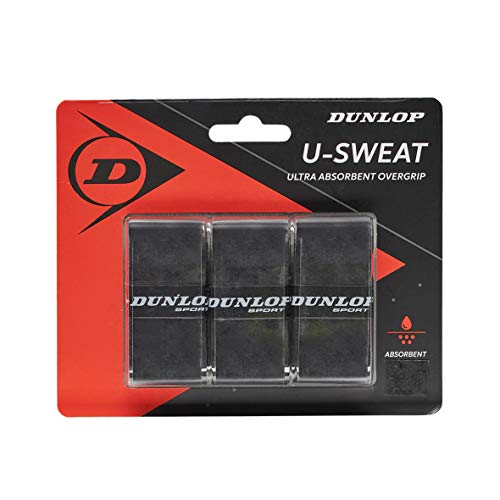 Dunlop Unisex-Adult 613270 U-Sweat Tennis Overgrip schwarz 3 Stück, One Size von Dunlop
