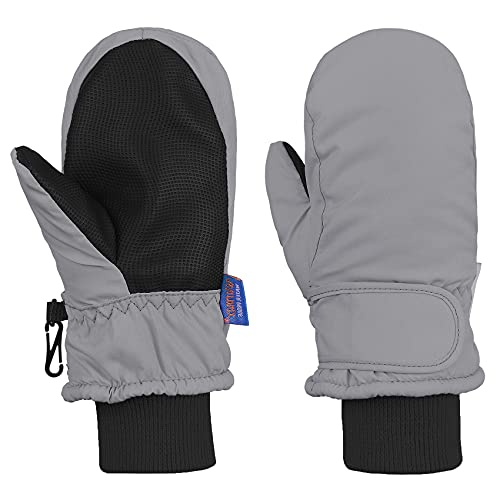 Durio Skihandschuhe für Kinder und Kleinkinder Wasserdicht Handschuhe Warme Fäustlinge Handschuhe Für Kinder von 1 bis 6 Jahren Grau M（Geeignet für 4 bis 6 Jahre） von Durio