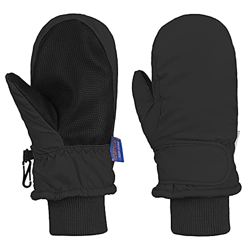 Durio Skihandschuhe für Kinder und Kleinkinder Wasserdicht Handschuhe Warme Fäustlinge Handschuhe Für Kinder von 1 bis 6 Jahren Schwarz XS（Geeignet für 1 bis 2 Jahre） von Durio