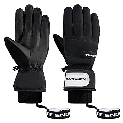 Durio Winterhandschuhe Skihandschuh Herren Damen Wasserdicht Warme Touchscreen Thermo Handschuhe Schwarz XL von Durio