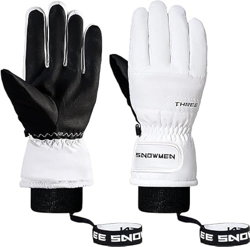 Durio Winterhandschuhe Skihandschuh Herren Damen Wasserdicht Warme Touchscreen Thermo Handschuhe Weiß XL von Durio