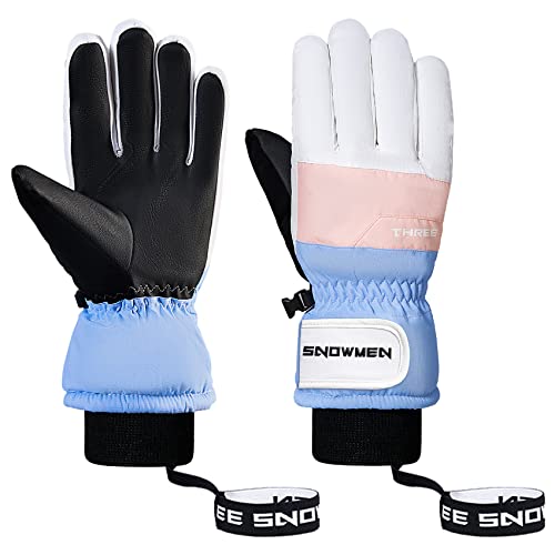 Durio wasserdichte Handschuhe Herren Damen Touchscreen Skihandschuhe Winterhandschuhe Fahrradhandschuhe Blau-Rosa-Weiß L von Durio