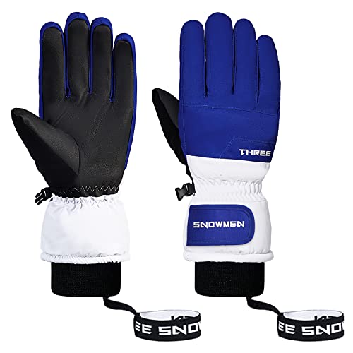 Durio wasserdichte Handschuhe Herren Damen Touchscreen Skihandschuhe Winterhandschuhe Fahrradhandschuhe Blau-Weiß L von Durio