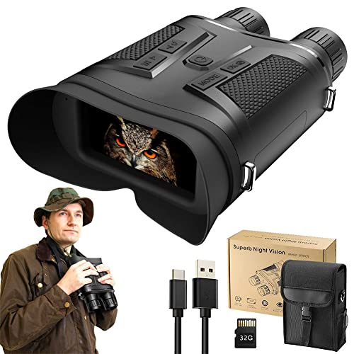 Nachtsichtgerät 1080P HD Digital Infrarot Nachtsicht Fernglas 600m Reichweite, Wiederaufladbares Nachtsichtgerät Jagd, 6X Digitalzoom für Vogelbeobachtung, Jagd, Camping, Spotting, mit Micro 32GB von DuzLink