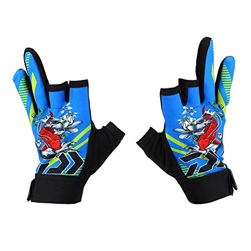 VGEBY1 Angelhandschuhe mit DREI Fingern, Angel-Handschuhe, rutschfest, Angelausrüstung, Schnittdesign (blau) von VGEBY1