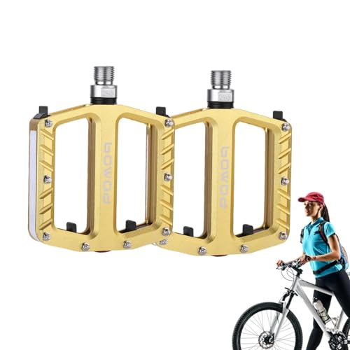 Dyeulget Mountainbike-Pedale,Fahrradpedale, Flaches Aluminium-Fahrradpedal mit LED-Beleuchtung, Aluminium-Rennradpedale, wiederaufladbare wasserdichte Fahrradpedale für Rennrad-Mountainbikes von Dyeulget
