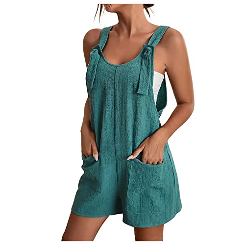 Jumpsuits Damen Shorts Sommer Latzhose Strampler Einfarbige Hose mit weitem Bein Hosenträger Romper mit Taschen Loose Playsuit Onesie Cargohose Strampelhöschen Strampler Arbeitshose Spielanzug von Dyhxuan