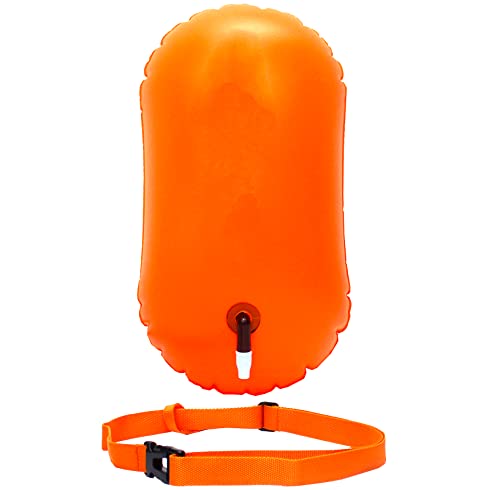 E-Onfoot Schwimmpose und Trockentasche für Open-Water-Schwimmer und Triathleten, gut sichtbarer Bojen-Schwimmairbag für sicheres Schwimmtraining (Orange - kein Stauraum) von E-Onfoot