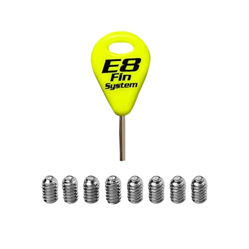 E8 FIN SYSTEM - Set mit 1 Schlüssel für Surfbrett, Flossen und 8 Edelstahl-Flossenschrauben - Zubehör für Surfbrett - Gelb von E8 FIN SYSTEM