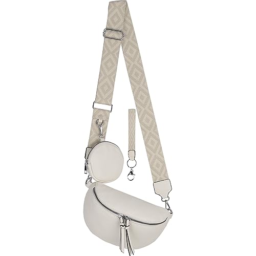 Bauchtasche Umhängetasche Crossbody-Bag Hüfttasche Kunstleder Italy-Design (Off.White) von EAAKIE