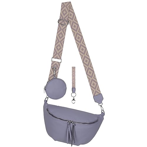 Bauchtasche Umhängetasche Crossbody-Bag Hüfttasche Kunstleder Italy-Design (Purple) von EAAKIE