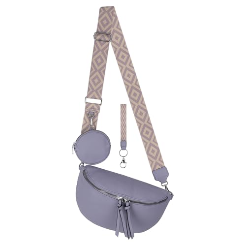 Bauchtasche Umhängetasche Crossbody-Bag Hüfttasche Kunstleder Italy-Design (Purple) von EAAKIE