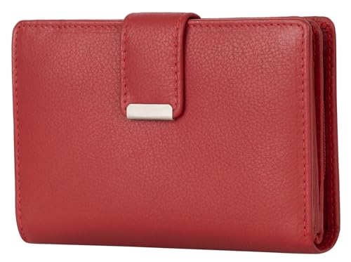 EAAKIE RFID Damen Geldbörse Portemonnaie Geldbeutel Damenbörse weiches Leder (Rot) von EAAKIE