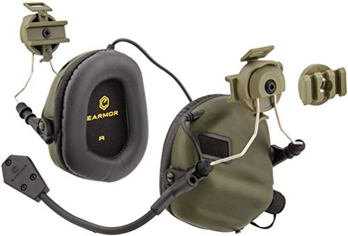 EARMOR MOD3 Tactical Communication Hearing Protector for Team Wendy Helmets (Foliage Green) von EARMOR