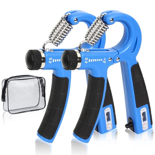 Handtrainer,2er-Set Handtrainer Unterarmtrainer,Verstellbarer Griff 5-60 kg,Hand Unterarm Trainingsgerät,Grip Griffkraft Trainer,Rutschfester Griff,Für Sportler und Wiederherstellung der Hand (Blue) von EASJOY