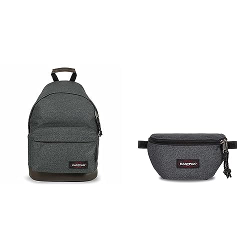 EASTPAK WYOMING Rucksack, 40 cm, 24 L, Black Denim (Grau) & Springer Gürteltasche, 23 cm, 2 L, Black Denim (Grau) von EASTPAK