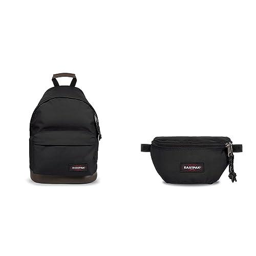 EASTPAK WYOMING Rucksack, 40 cm, 24 L, Schwarz (Black) & Springer Gürteltasche, 23 cm, 2 L, Schwarz (Black) von EASTPAK