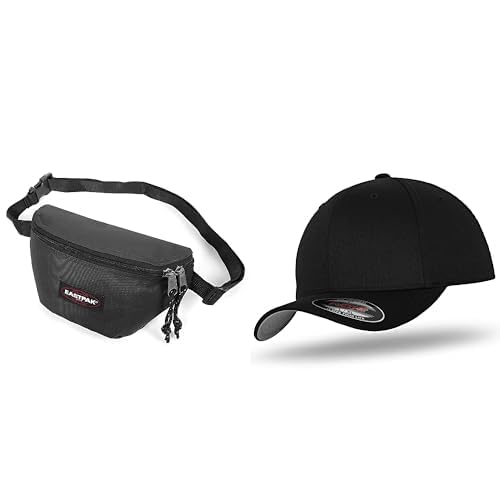 Eastpak Springer Gürteltasche, 23 cm, 2 L, Schwarz (Black) & Flexfit Unisex Wooly Combed Baseballkappe, Black, S/M von EASTPAK