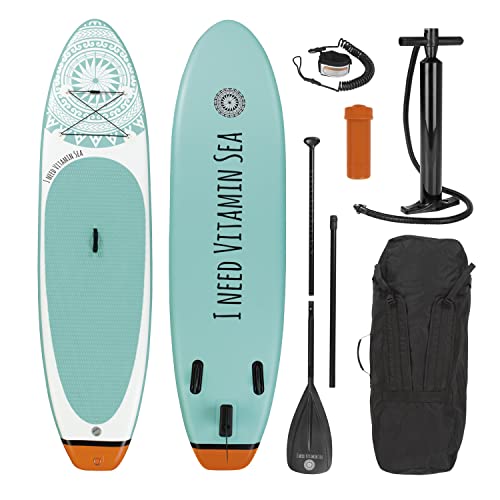 EASYmaxx - MAXXMEE Stand-Up Paddle-Board 'I Need Vitamin SEA' | Inkl. Tragetasche, Reparatur-Kit & Luftpumpe, mit praktischem Tragegriff | Premium Qualität von EASYmaxx