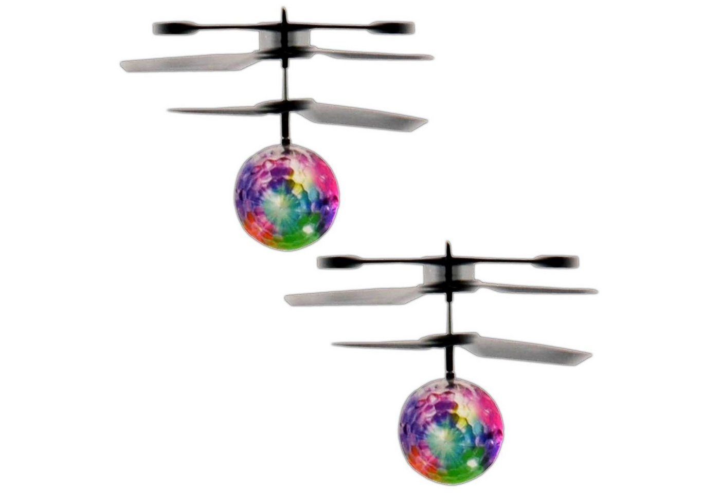 EAXUS Spielzeug-Hubschrauber 2x Infrarot LED Fliegender Heli Ball Hubschrauber Kugel Heliball Kugel Helikopter, mit LED Beleuchtung, Selbstfliegend von EAXUS