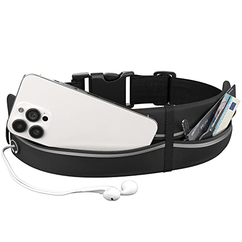 EAZY CASE Laufgürtel Wasserabweisende Hüfttasche passend für alle Smartphones als Jogging Tasche, Sportgürtel mit Reißverschluss, elastischer Gürtel für Fitness, Spazieren und Reisen, Schwarz von EAZY CASE