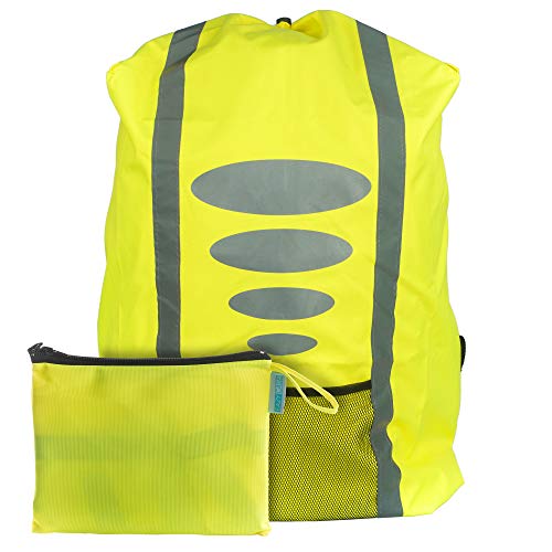 EAZY CASE Rucksack Schulranzen Regenschutz, Schutzhülle mit Reflektorstreifen, Regenüberzug, Regenschutzhülle wasserabweisend mit Reflektor und Tasche für mehr Sicherheit im Straßenverkehr, Gelb von EAZY CASE